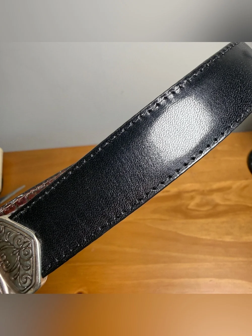 Brighton Reversible Belt | Brown Croc Emboss + Black | Size M/30 | Western Glam
